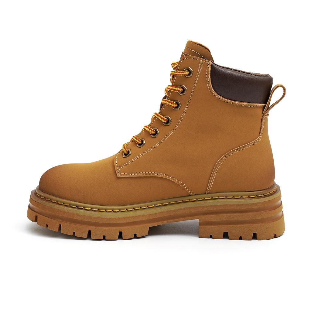 Chaoyuan fried street big yellow boots women's 2025 platform British style Martin boots women's leather retro mountaineering heightening artifact