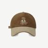 Cute Autumn and Winter Corduroy Bear Embroidered Baseball Cap for Women  Color Blocked Retro Baseball Cap for Men  Big Head Circumference for Slimming