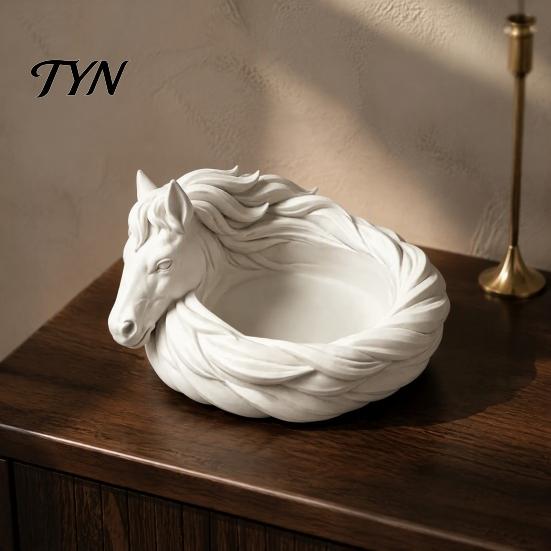 Decorative Storage Tray Elephant/Horse Tray, Desktop Organizer for Sundries, Modern Sandstone Texture Animal Sculpture Home Office Tabletop