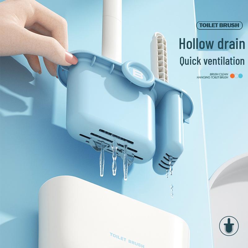 Wall-Mounted Toilet Brush Set with Base - Luxurious and Drainable Design