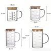 Glass Measuring Cups 250-1000ml Wooden Lid Kitchen Measuring Mug with Scale Microwave Safe Laboratory Beaker
