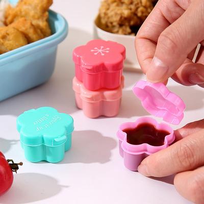 4 Stück Mini-Sauce-Box in Blumenform, Sojasauce, Ketchup, Honig, Salatdressing, Behälter, Camping, Picknick, Bento-Box, Zubehör