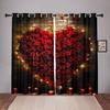 2-delt rose kjærlighet hjerte gardin valentinsdag tema rød romantisk blomster gull stjernelys stue soverom vindusdekor