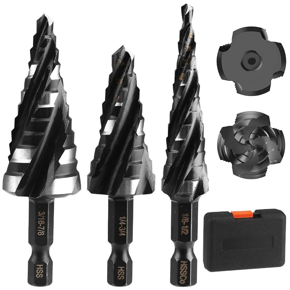 

3 Piece Set Step Drill Bit Bearing Steel Four Slot Expansion Drill Perforated Pagoda Drill Metal 3 Items