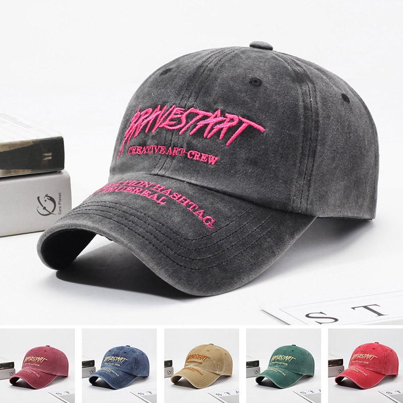 Cotton Baseball Cap With Embroidered Letters Sunshade Adjustable For Spring Summer Men Women
