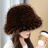 2025 New Cross-border Imitation Fox Hair Warm Fashion Fisherman Mongolian Hat Show Face Small Fur Hat Foreign Trade Fur