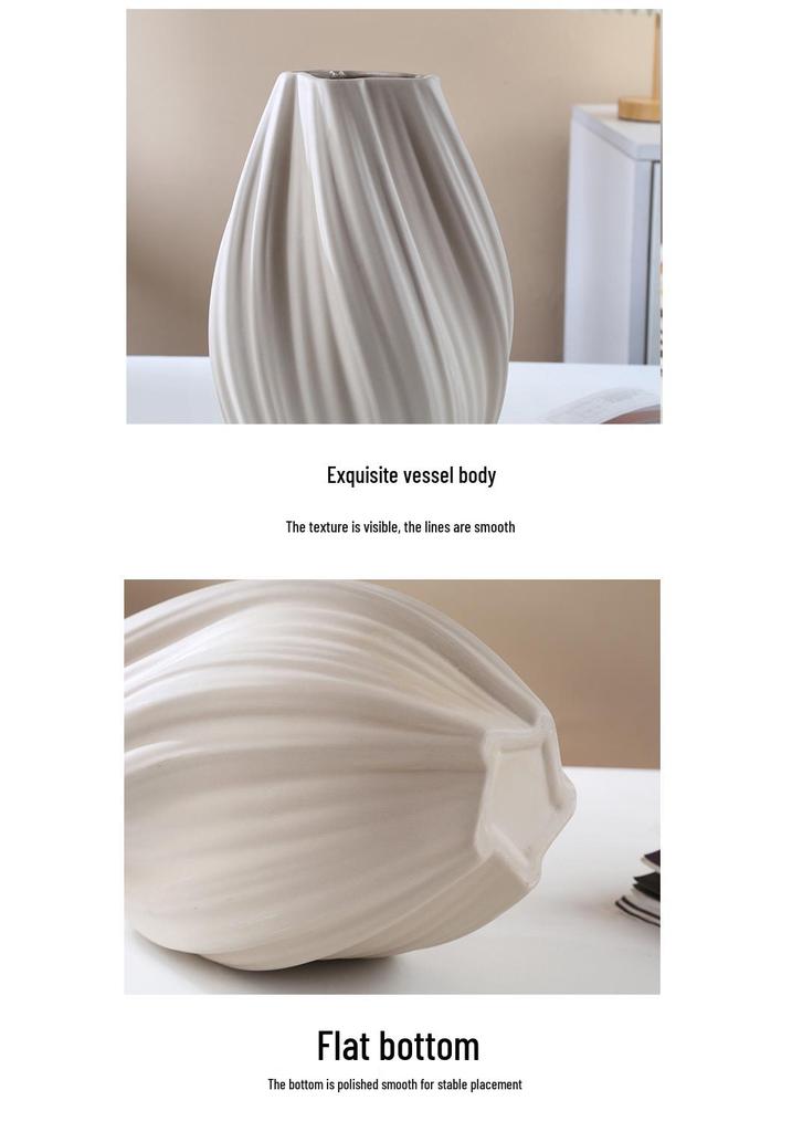 Modern Round Ceramic Vase - Creative Living Room Ornament for Dried Flowers