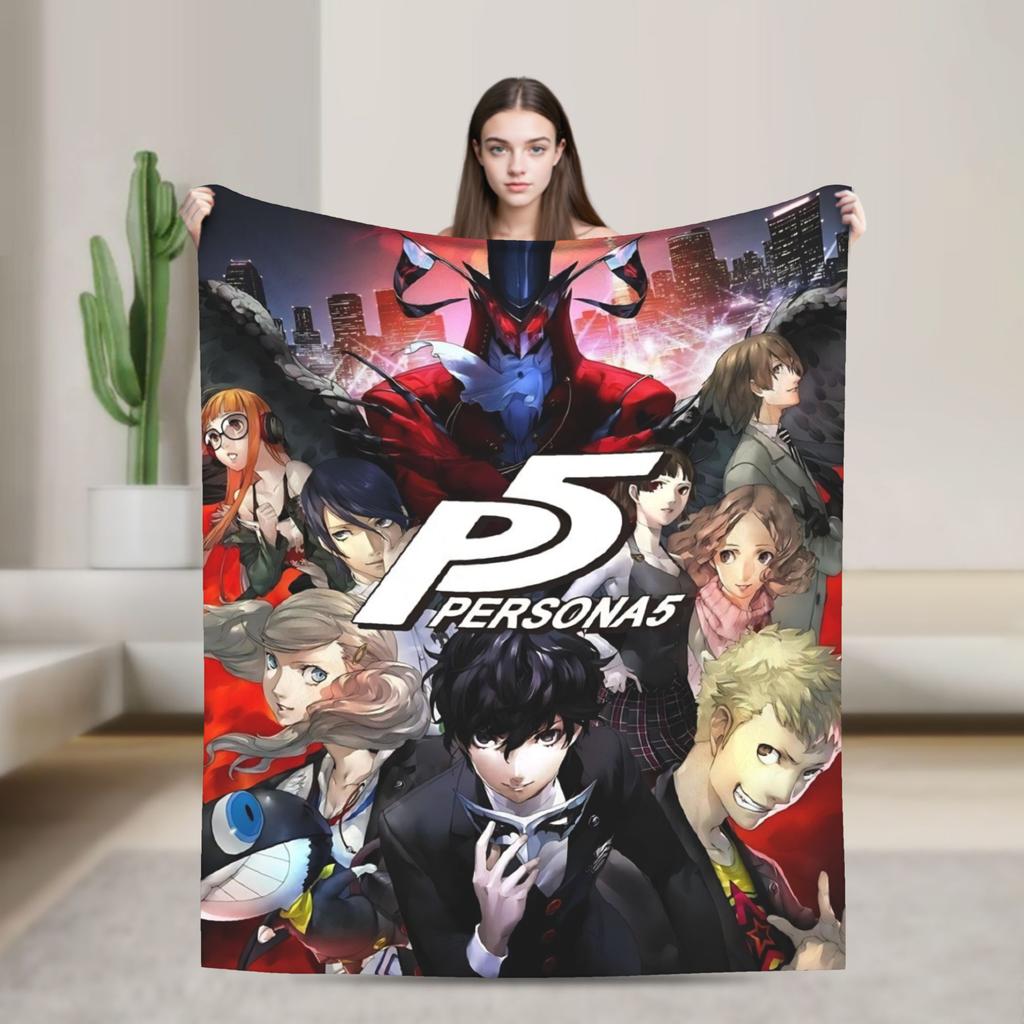 Anime P-Persona 5 Blanket  Soft Street Trend Plush Throw Blanket For Outdoor Travel Flannel Bedspread Bed Cover
