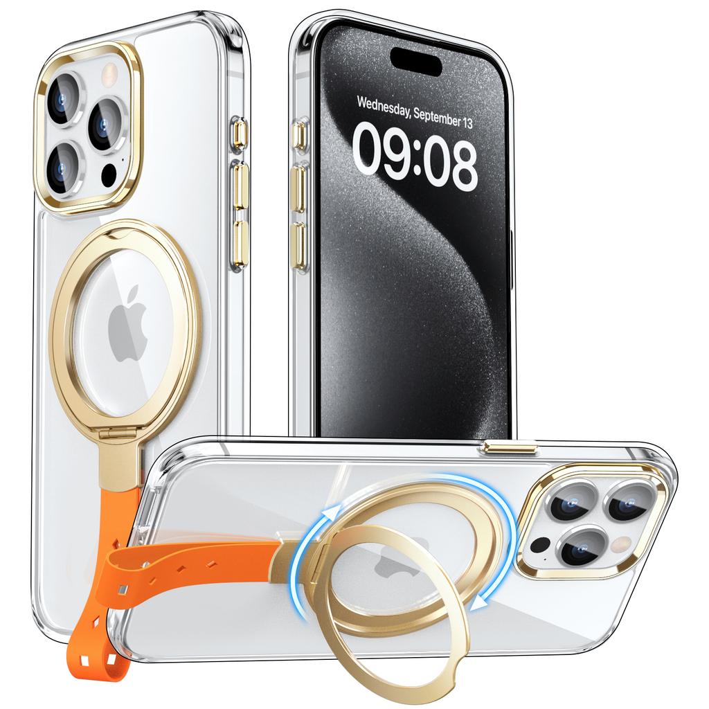 Für iPhone 15 Pro Max Hülle Magnetischer Ständer Sturzsicher Klar PC Handyhülle