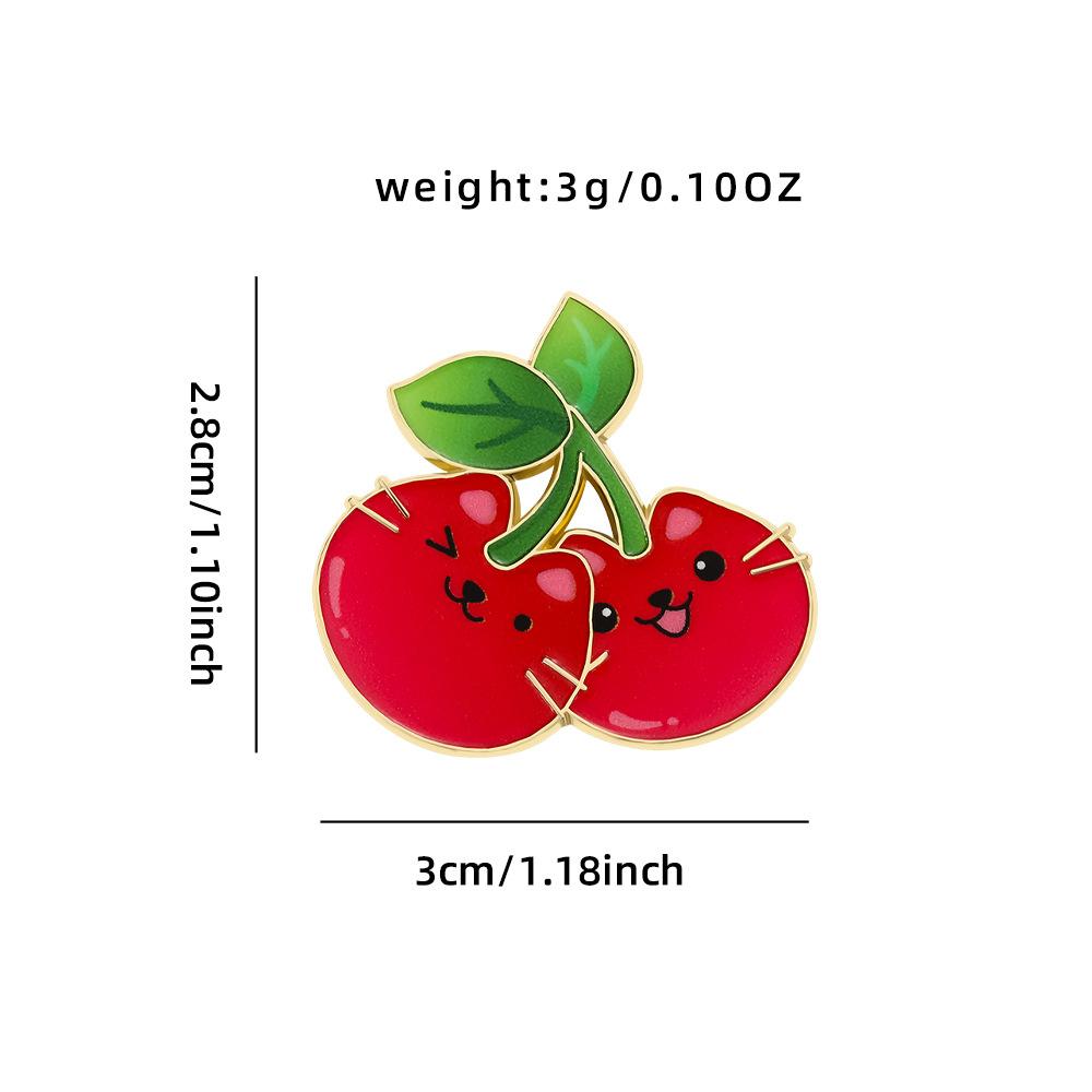 Cute cartoon cat badge creative fruit animal cherry pineapple peach metal brooch ornament