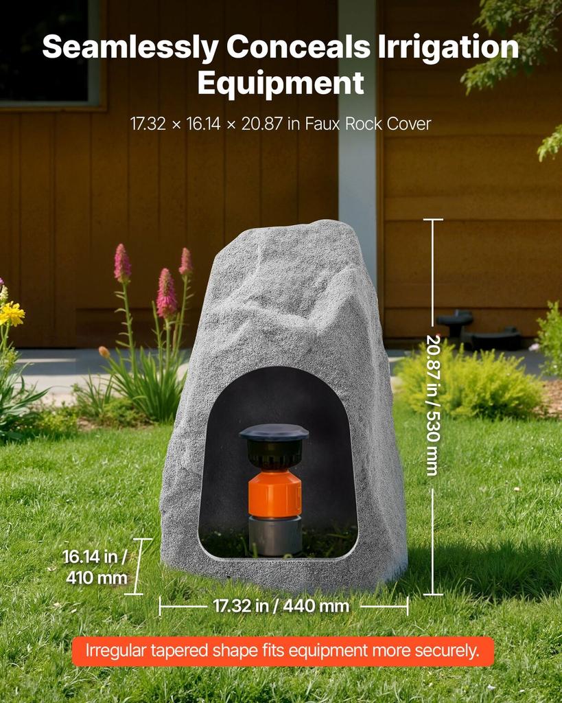Faux Rock Cover, Outdoor Fake Landscape Rock Well Pump Cover, Realistic Appearance & Seamless Design, Lightweight & Weather-Resistant Artificial