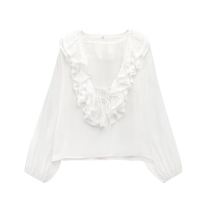 Kaslead New Arrival Women's Fashion Style Fashion Minimalist Laminated Decoration Long Sleeves Shirt 8544207