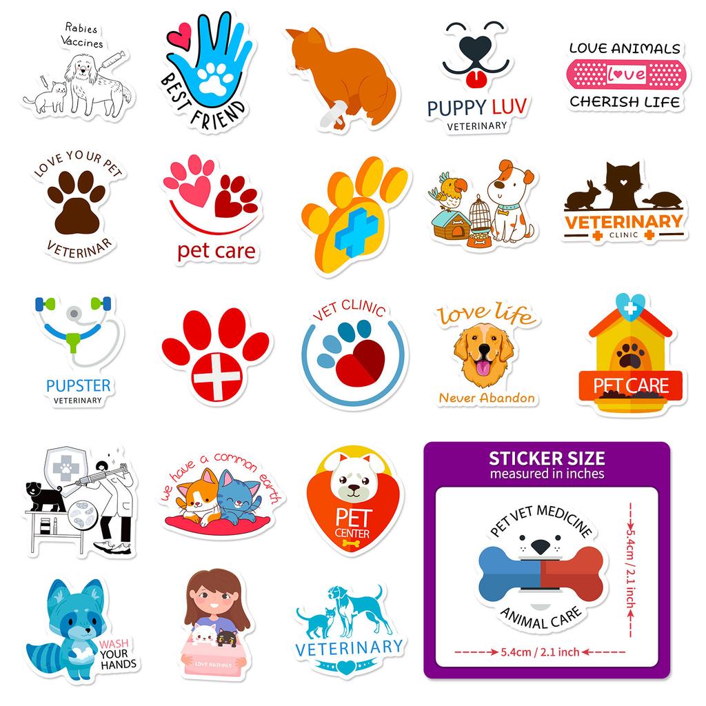 50 Animal Psychology Veterinary Stickers Temu New Style Pet Doctor Veterinary Graffiti Stickers