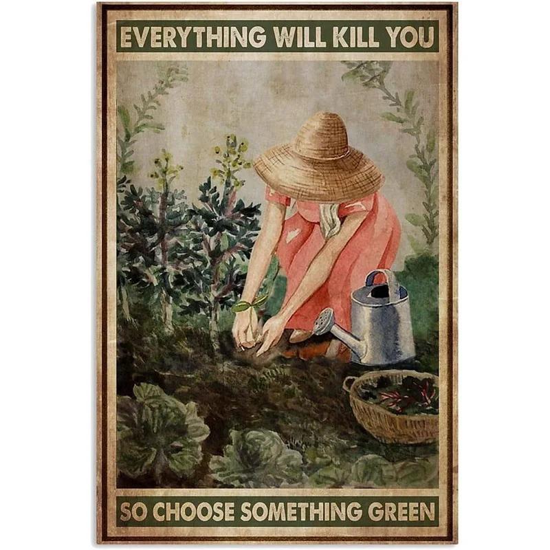Gardening Because Murder is Wrong Vintage Metal Tin Signs Wall Decor for Home Garden Bars Cafe Clubs Retro Posters Plaque