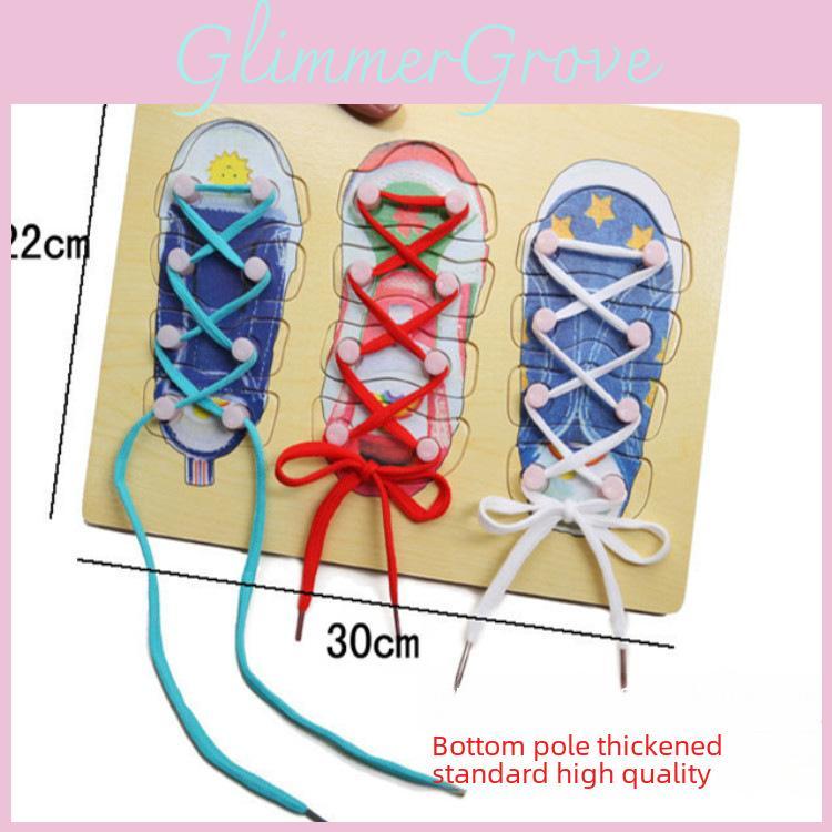 Wooden Shoelace Tying Puzzle Toy For Kids Educational Learning And Fine Motor Skills Development