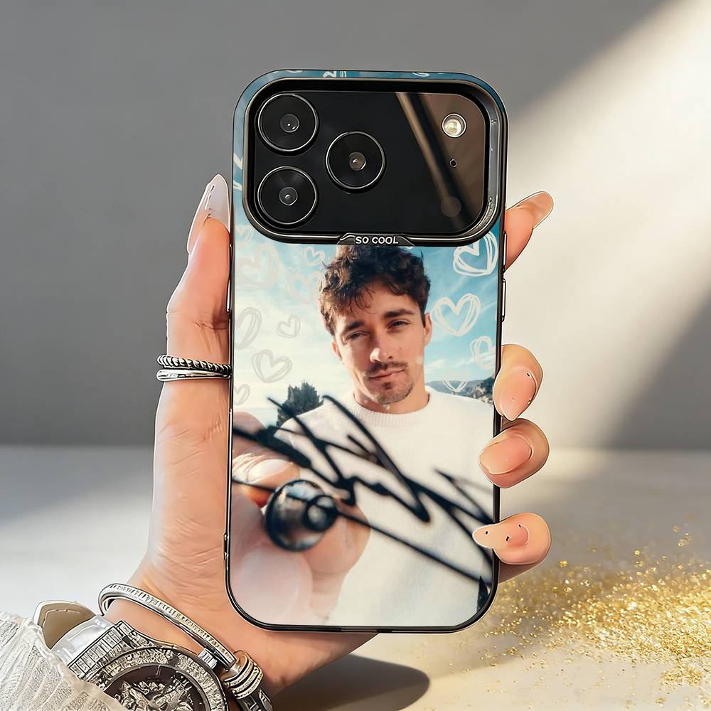 Hot C- Charles Leclerc 16 Lec Phone Case For iPhone17,16,15,14,13,12,11,Pro,MAX Gray Matte Silicone Black Cover iPhone17air