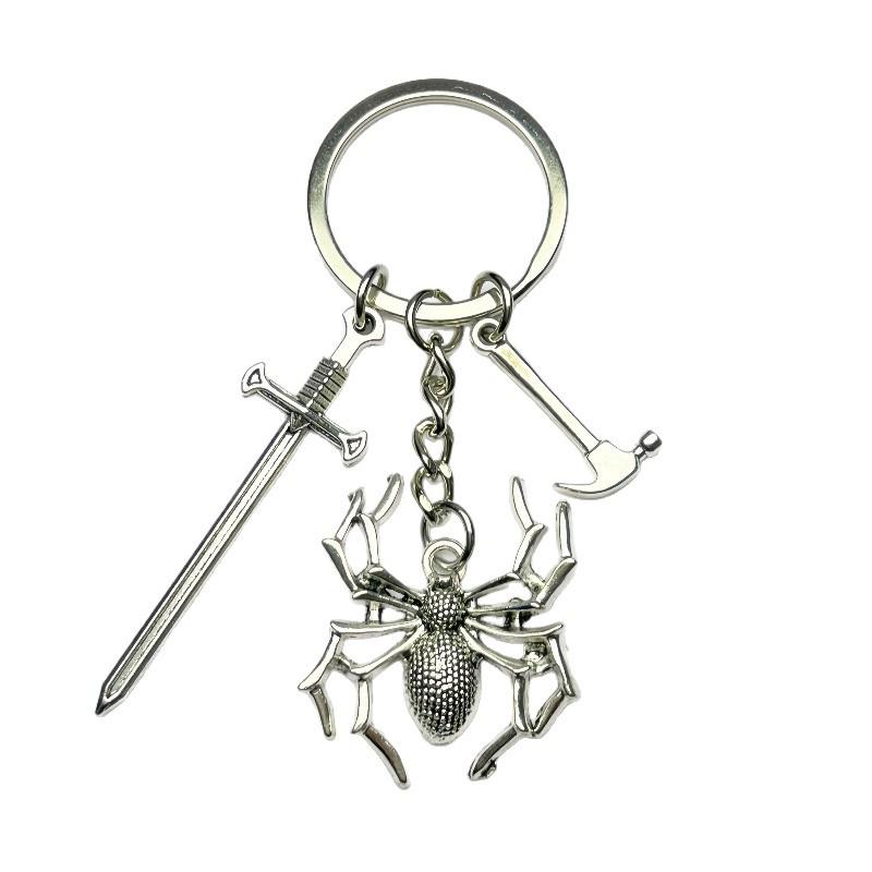 Gothic Dark Horror Spider Keychain - Halloween Insect Accessory
