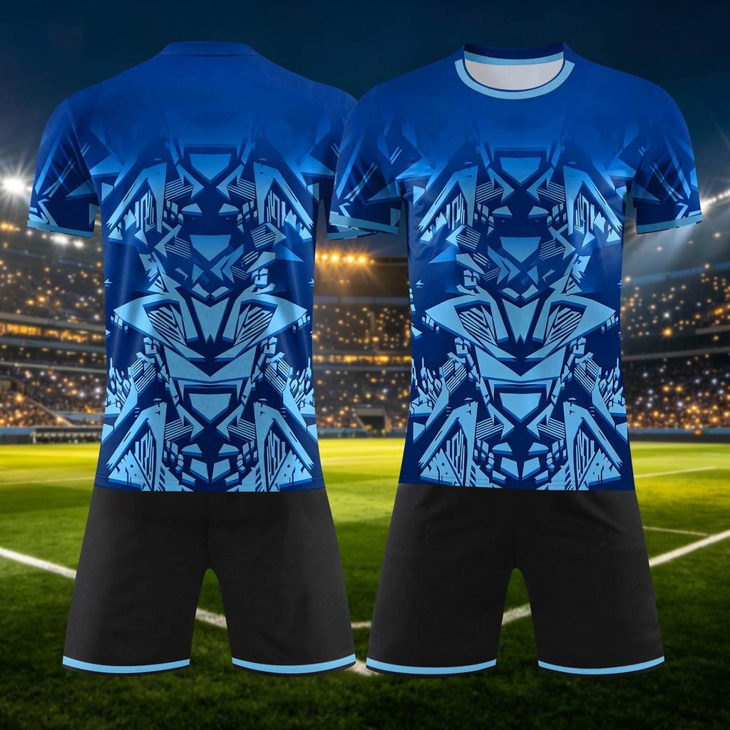 Custom DIY Two Piece Jersey Set with Short Sleeve Shirt and Shorts for Team Sports Personalizable Number Design