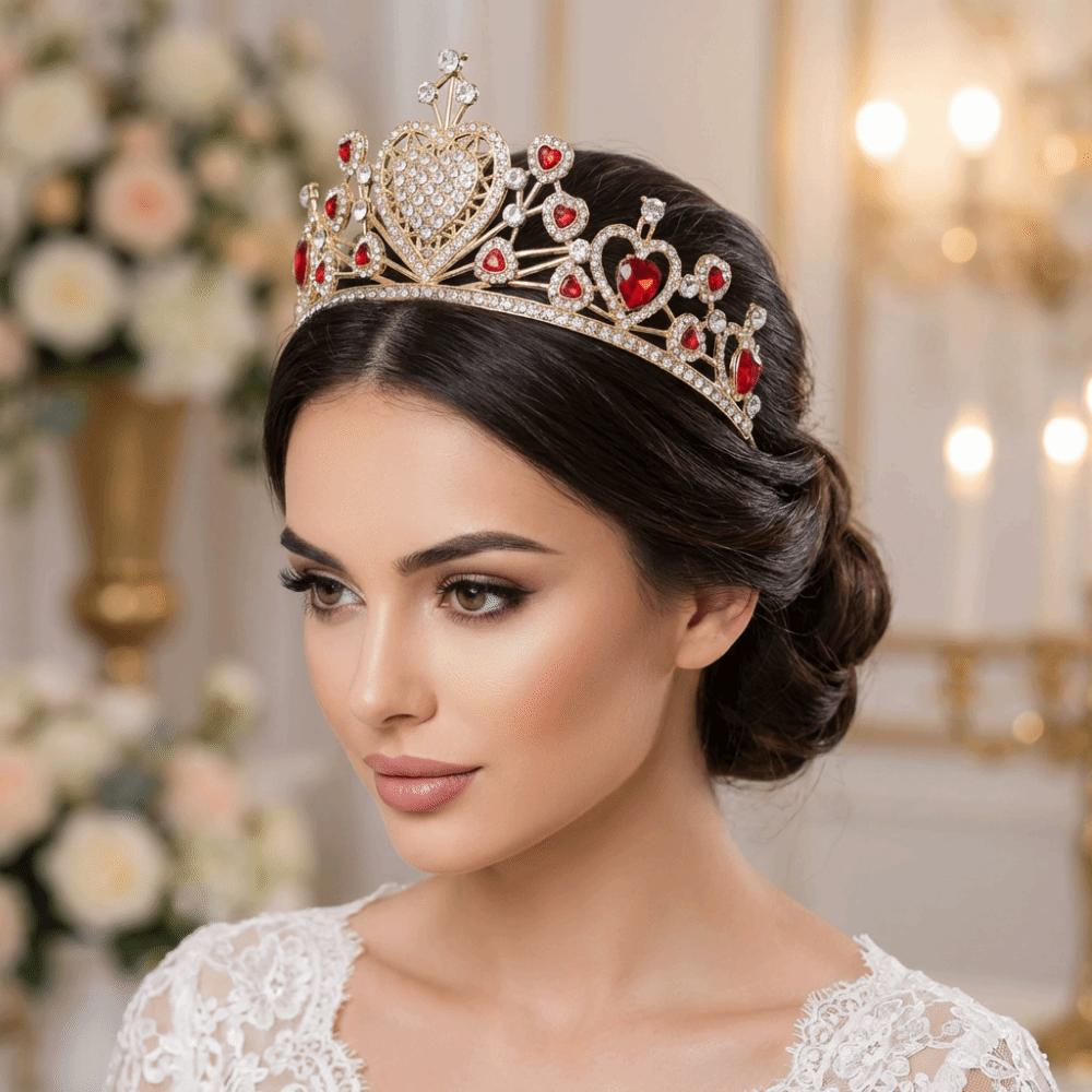 Huvudprydnader Kristall Brudtiara Krona Flerfärgad Bröllopshår Tiara Fantastiska Accessoarer