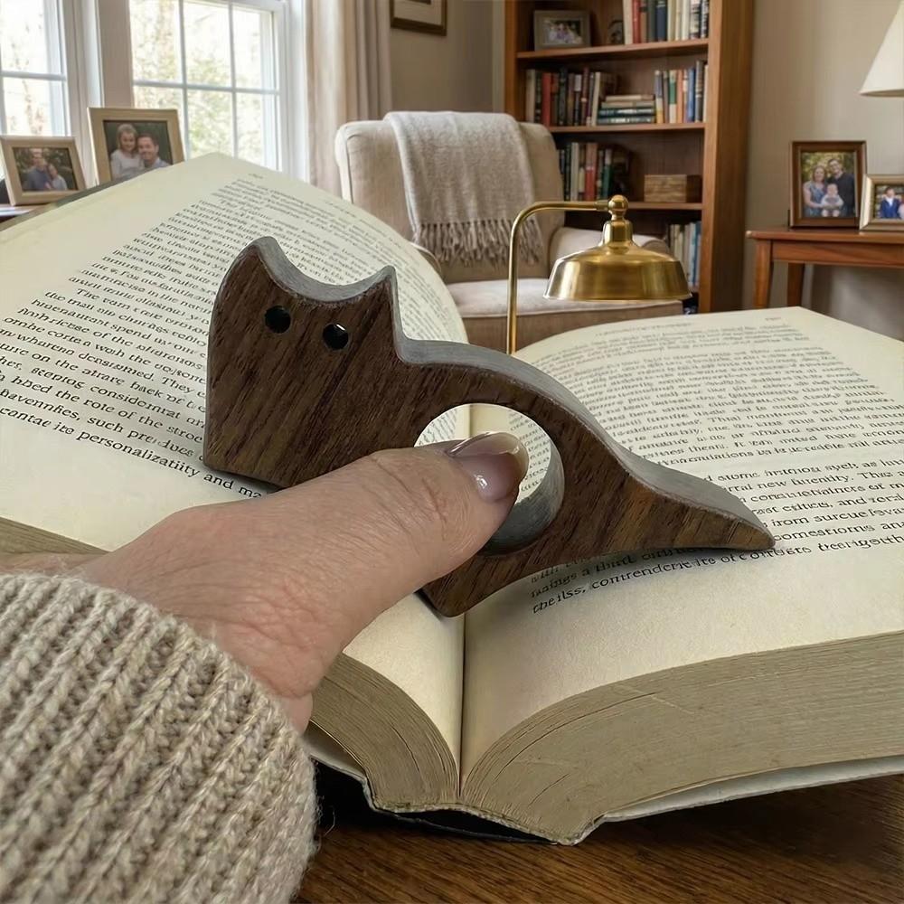 Fast Reading Aid Wooden Cat Bookmark One Hand Operation Reading Bookmark Rings  Book Use