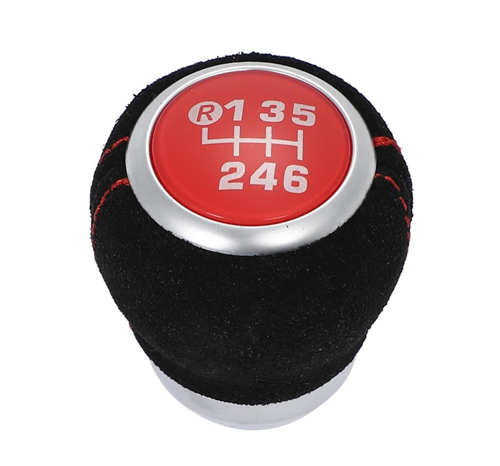 Shift Knob for Manual Transmission M12 X Faux Red Replacement Shift Interior 6-speed Vehicles, P1.25, Alcantara-style Leather, Stitching, Lever,