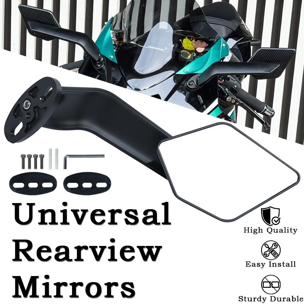 Universal Motorcycle Side Wing Mirrors For Kawasaki YAMAHA Aprilia Honda Suzuki Motorcycle Rotatable Adjustable Wind Wing Mirror