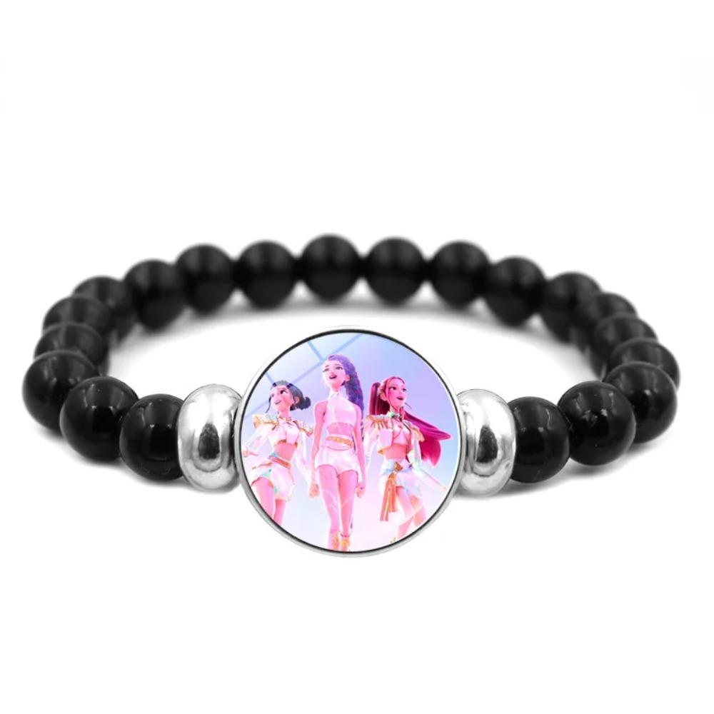 Girls Fashion KPop Demon Hunters Bracelets Beaded Wristband Cute Cartoon Figure Jewelry Accessories Women Children Sweet Gift