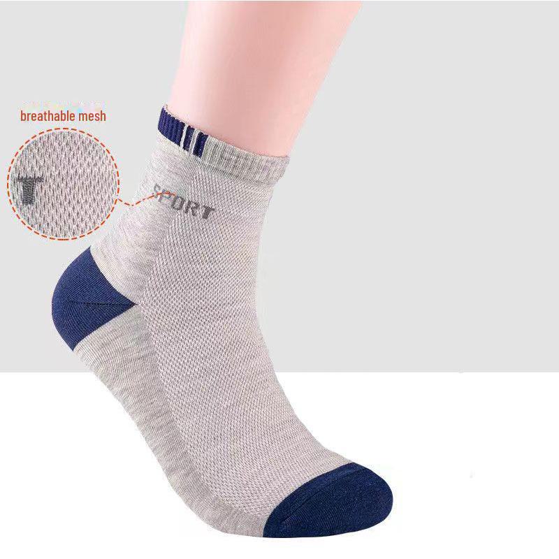 Men's Korean Style Sports Socks: Mid-Tube, Solid Color, Deodorant, Sweat-Absorbent, Breathable, Casual Socks for Spring and Autumn.