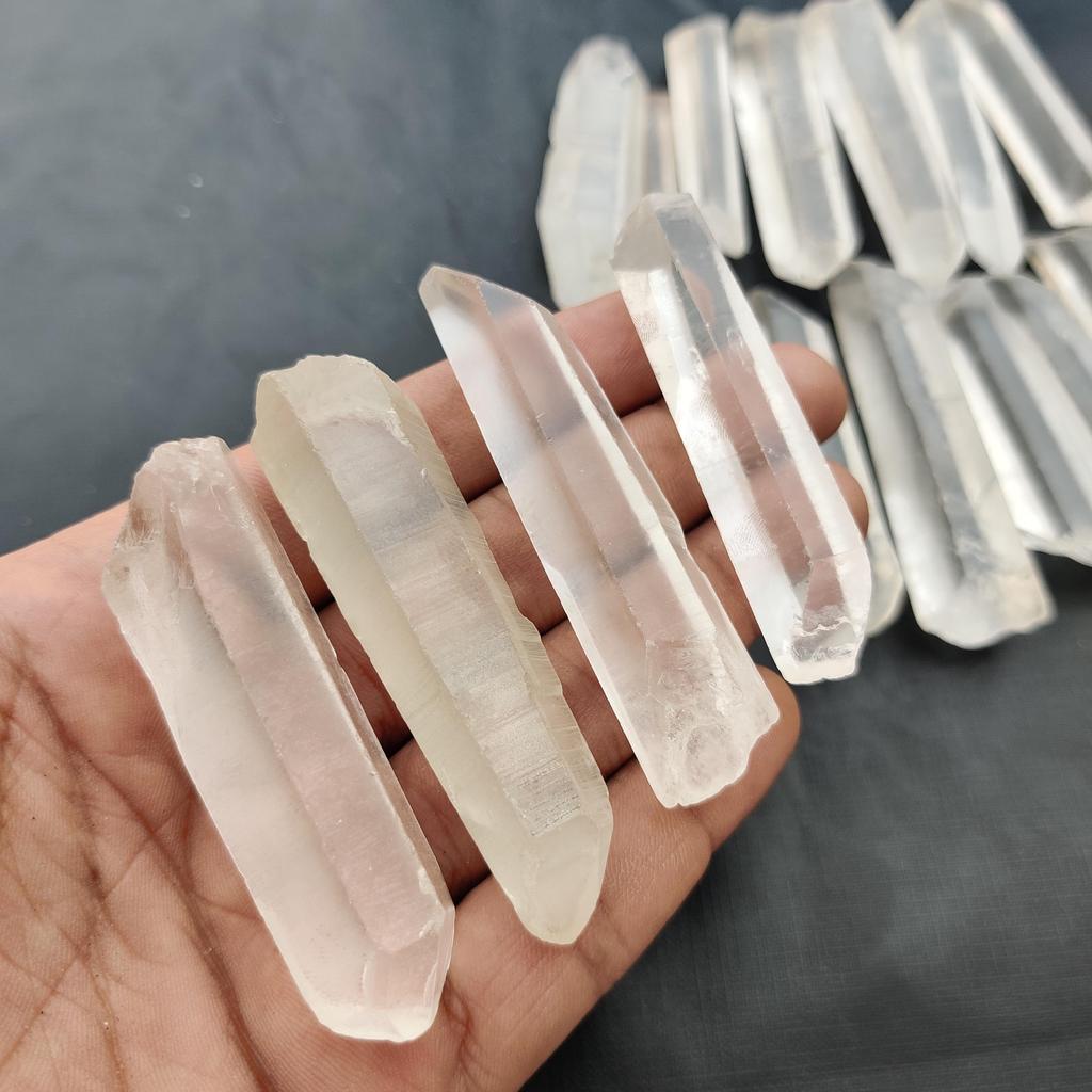 Natural Crystal Quartz Pencil Shape Loose Gemstone Rough Lot, Crystal Quartz Loose Gemstone Raw Lot.