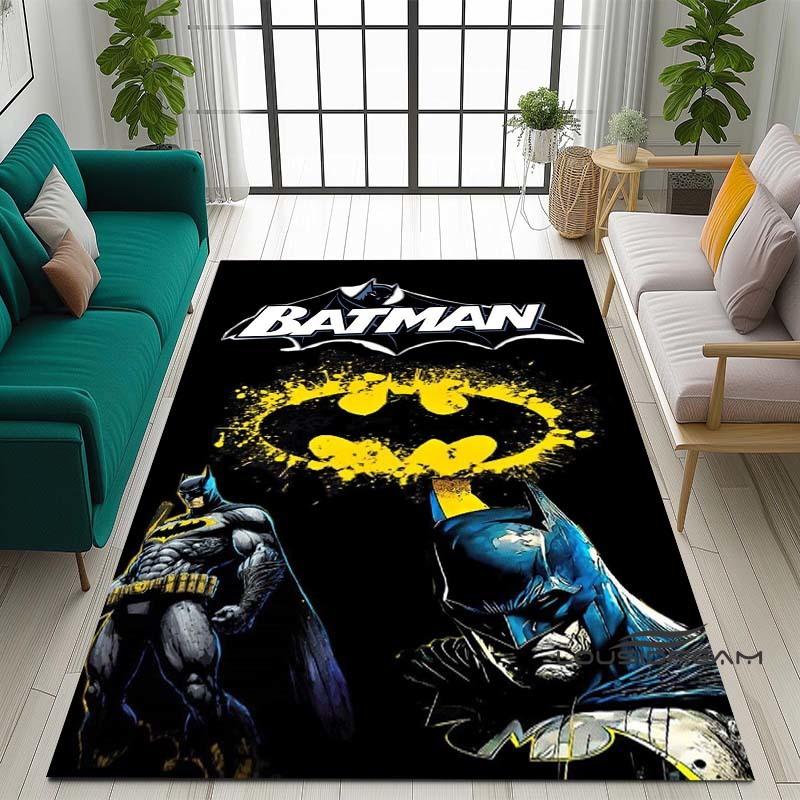 Cartoon Classic: Batman Area Rug — Batman Logo Accent Rug for Living Rooms & Kids' Bedrooms — Comfortable, Non-Slip, and Durable