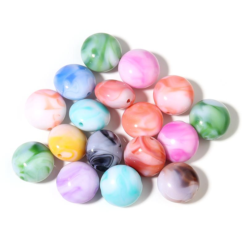 20Pcs Irregular Resin Beads Colored Ink Painting Flat Round Oval Large Hole Beads For DIY Craft Bracelet Jewelry Gift Wholesale