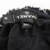 Great CHANEL beret COCO Mark lattice pattern tweed black cotton Women M 19C Used