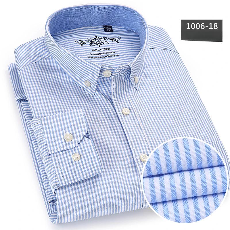 New In Shirt Long-sleeve Shirts for Men Slim Fit Formal Plian Shirt Single Pocket Office Clothes Soft Plaid Cotton Designer Tops