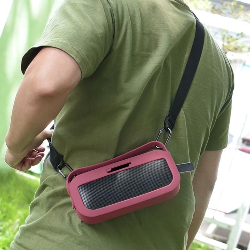 Soft Silicone Case for Bluetooth-compatible Speaker Travel Carry Protective with Shoulder Strap Protective Skin