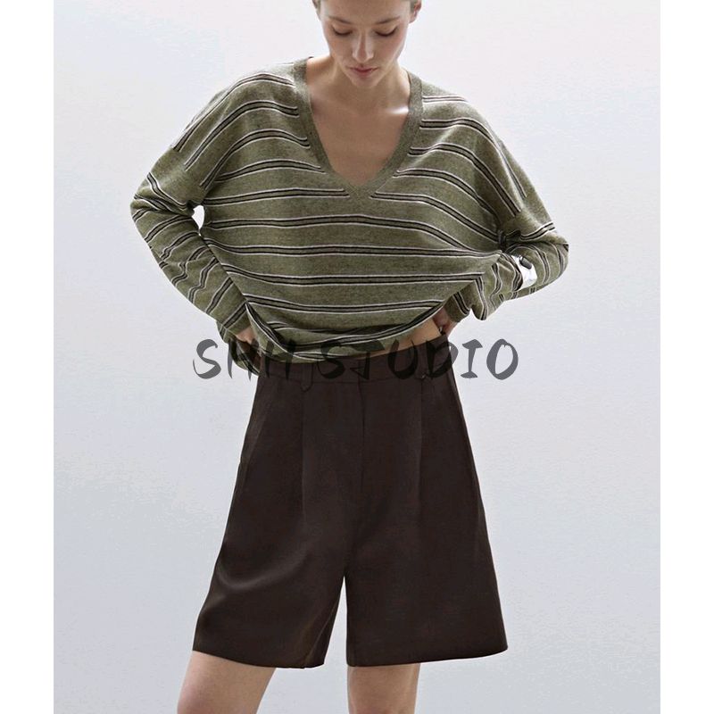 MD Summer New Arrival Women's Clothing High-Intelligence Feeling and Qin Style Elegant Dan Style Pleated Mid-Waist Shorts Cropped Pants 5035535