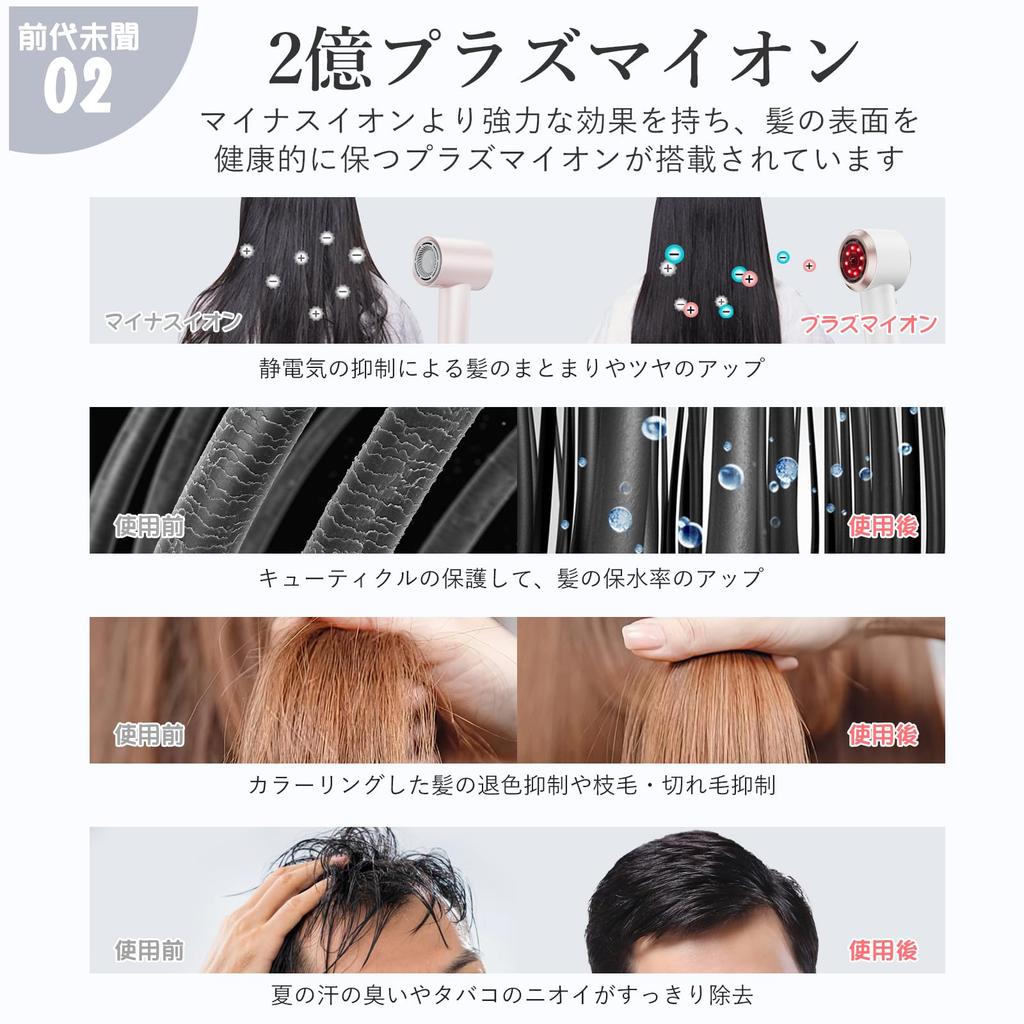 Overheat ANLAN Double Care Dryer MATE 200 Million Plasma Red LED Child Mode Dryer Quick Drying Large Air Volume Salon Grade 1200W Present [Scalp