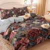 Conjunto de Capa de Edredom Boho Floral 3 Peças Roupa de Cama Geométrica Rosa Conjunto de Colcha Roupa de Cama com Tema Floral Vintage Luxo
