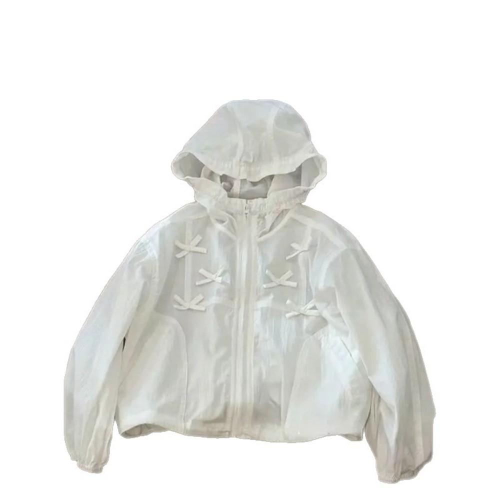 Breathable Girls Sun Jacket Sheer Look Hooded Jacket Children Outerwear  Summer Outings