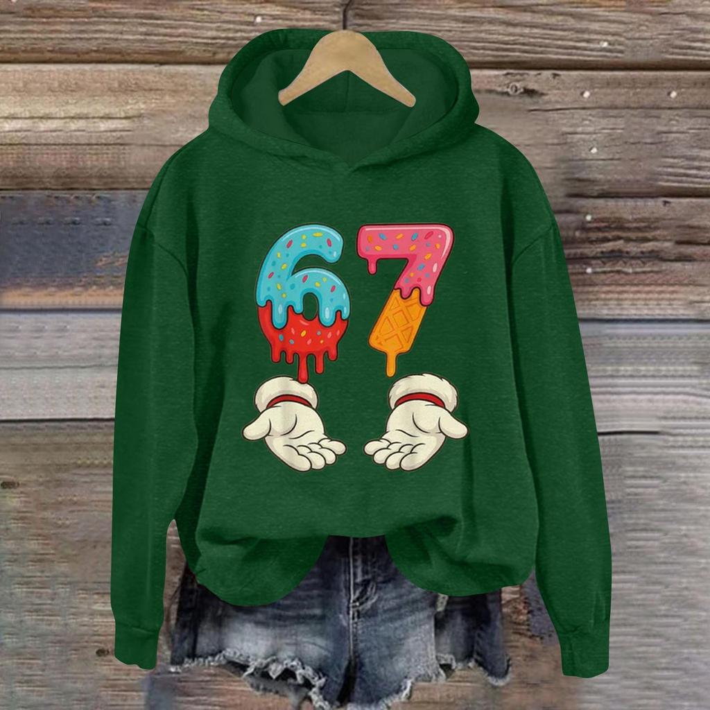 Damen Modisches Lässiges Langärmliges Bedrucktes Kapuzensweatshirt