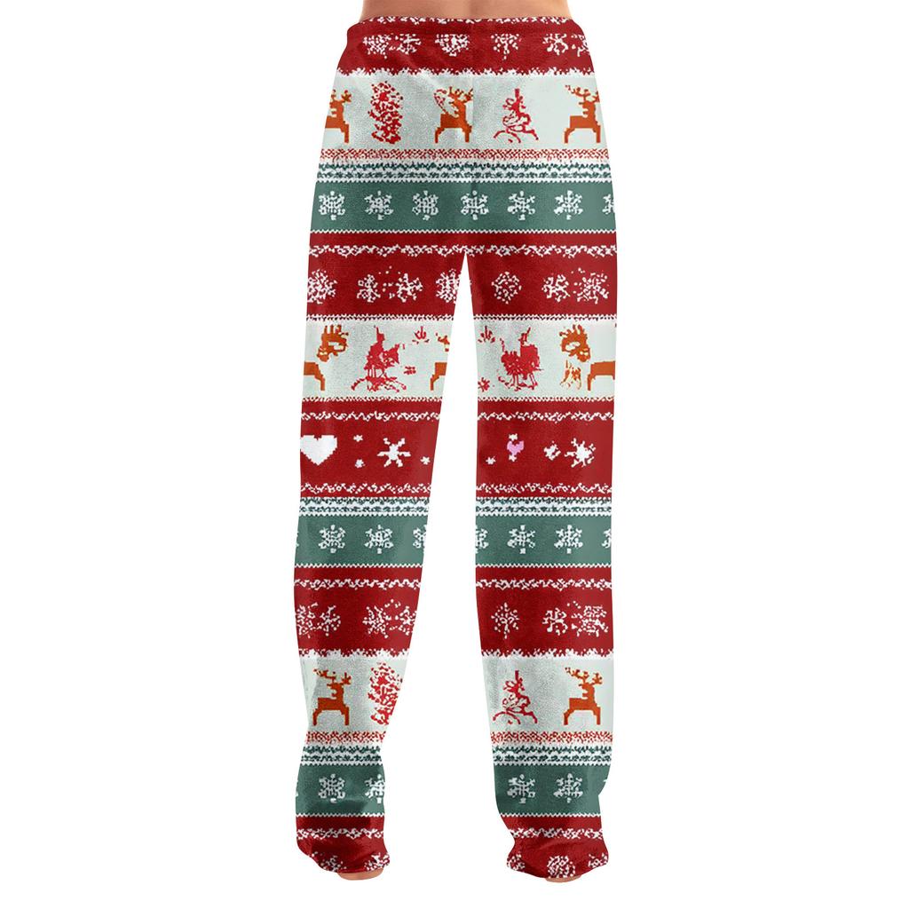 Women  Winter Plaid Pants Full Length Long Trousers Sports Pants
