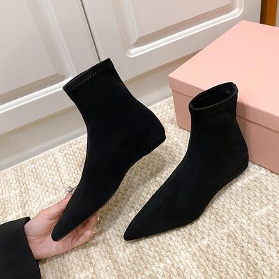 Scarpe Décolleté a Punta da Donna Sexy Designer Gladiatore Stivaletti Bassi a Metà Polpaccio Suola in Gomma Botines da Donna