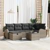 7-piece Garden Sofa Set with Grey Poly Rattan Cushions, 2-seater Garden Sofa with Storage and Cushions 3360420