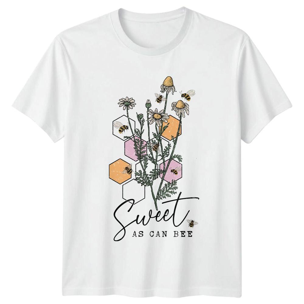 Sweet As Can Bee Floral Bee TShirt Nature Lover Gift Tee S