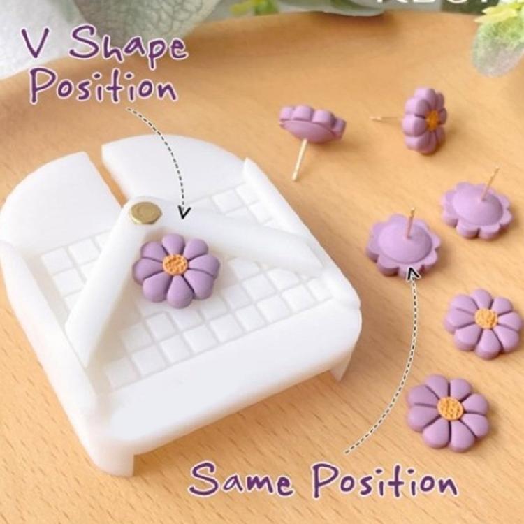 Stud Embedding Device Clay Earring Making Set for Clay Jewelry Featuring Various Size Cutters and Positioning Board