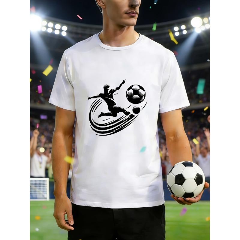 

European sizes White Football Love Heart Print T-Shirt for Men - Perfect for Sports Fans, Team Gifts, And Family Outings 4XL білий