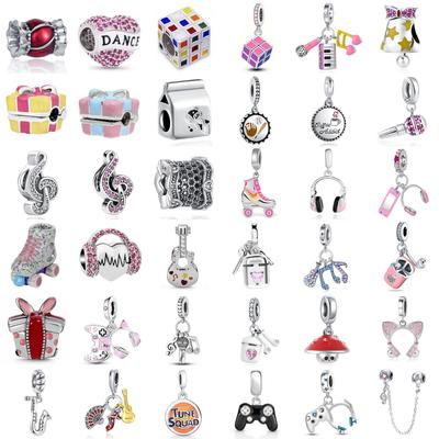 New Copper Charm Fit Original Bracelet Accessories Women Jewelry Youth Sports Series Ice Skates Rubik'S Cube Guitar