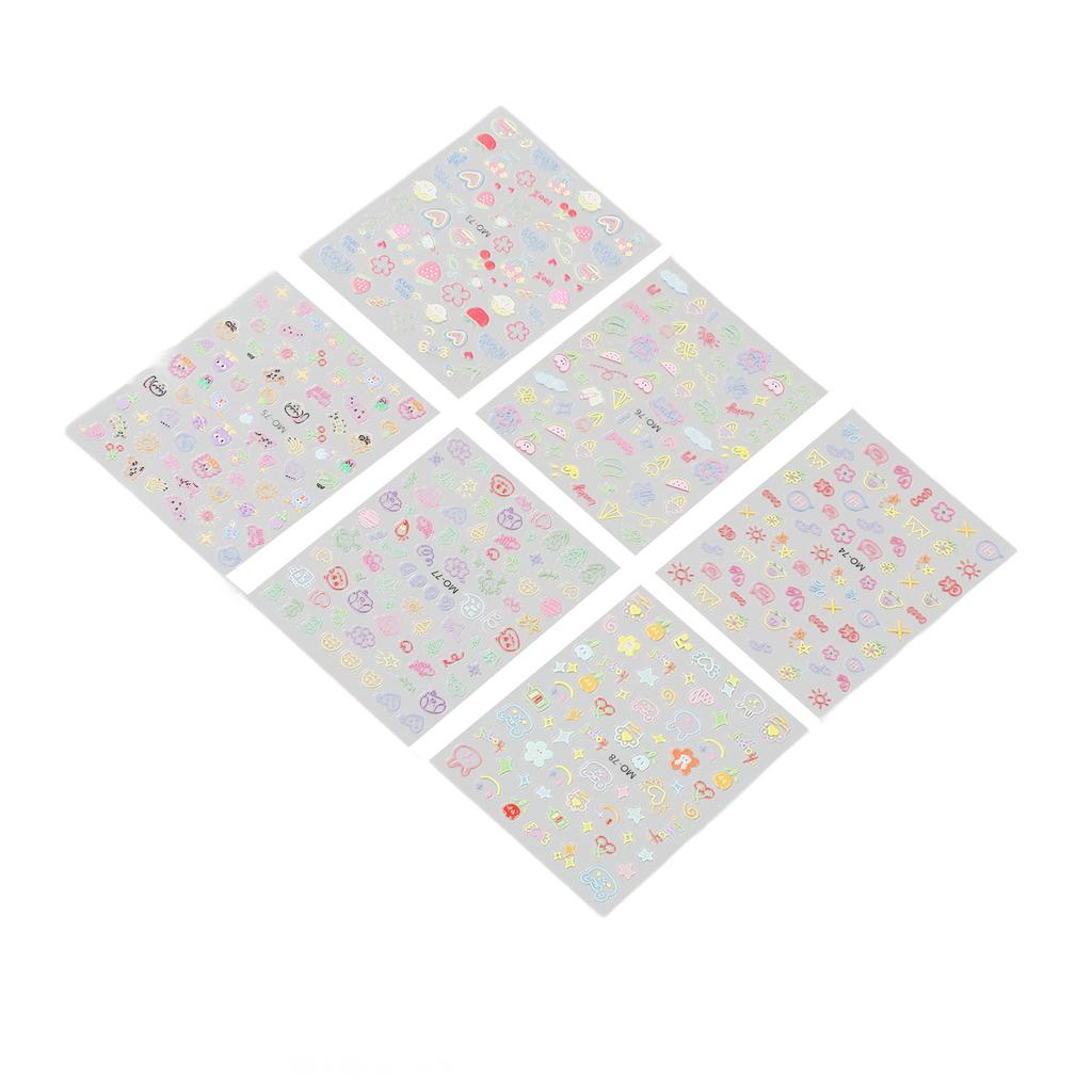 Nail Art Stickers Colorful Flowers 3D Cartoon Stickers Nail Decoration Self Adhesive Cute DIY Manicure Supplies