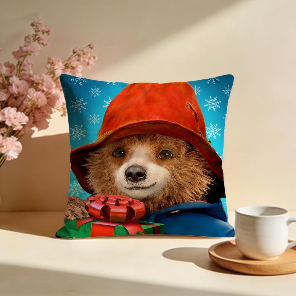 Fashion PPaddington Beariou Cushion Cover Stylish Washable Pillow Cover Ideal for Couch Bedroom Car Decoration