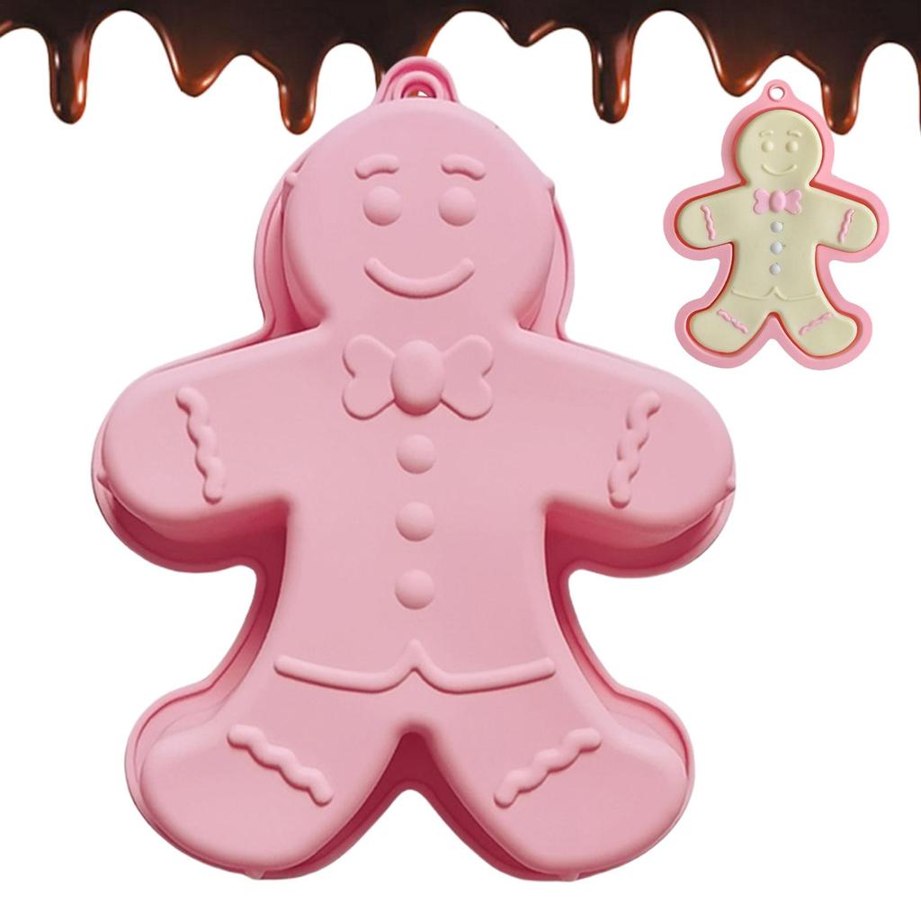 1pc Silicone Gingerbread Man Baking Tray 3D Silicone Christmas Gingerbread Man Baking Molds Non Stick Pie Mould Bakeware Tray