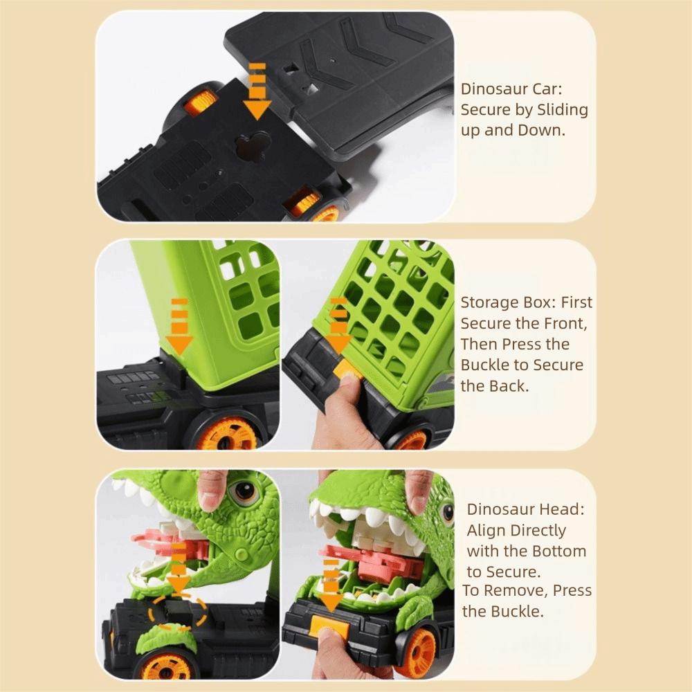 6/12 Dinosaur Model Dinosaur Truck Toys Ejection Function Dinosaur Transport  Toddler Toys